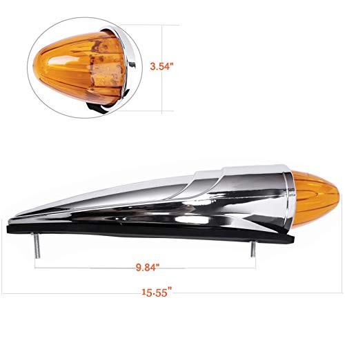 NPAUTO 5pcs Amber Torpedo Cab Marker Lights Chrome 17 LED Truck Roof Lights Top