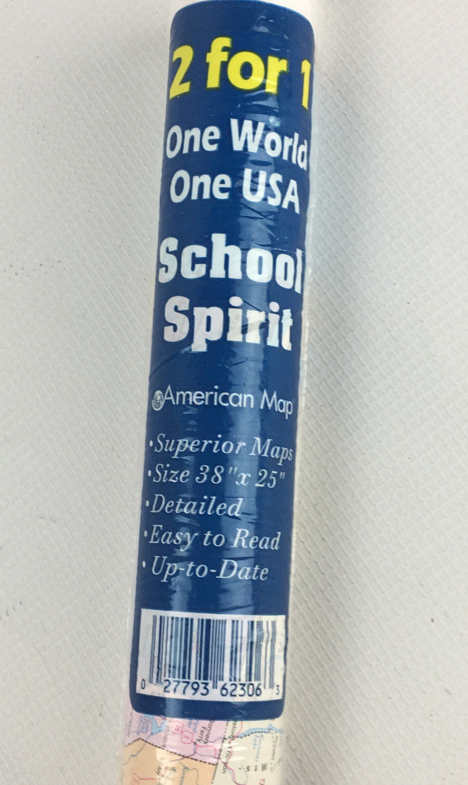 School Spirit 38″ x 25″ American Map Wall Maps – 2 for 1 – USA and World Map