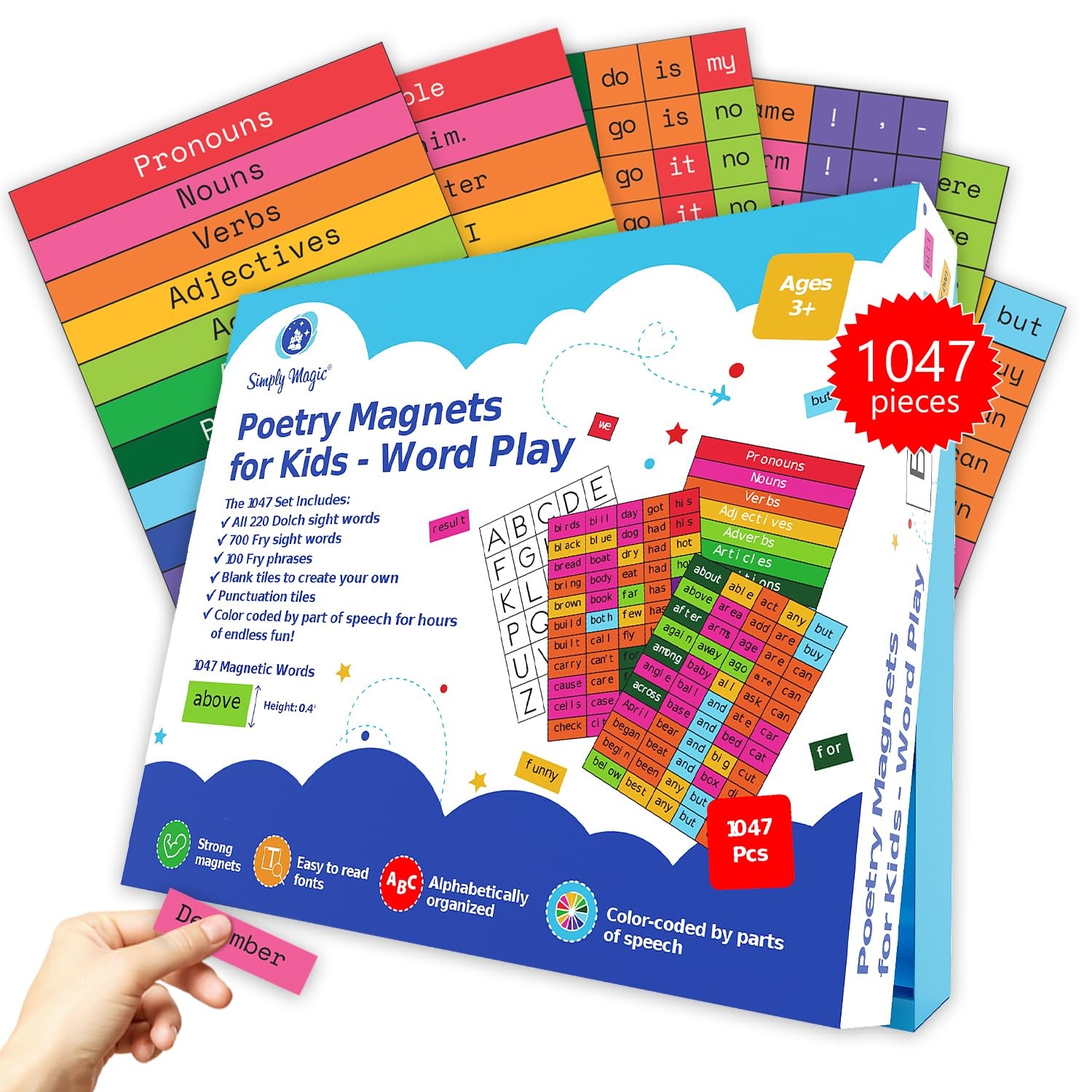 1047 PCS Poetry Magnets for Kids – Magnetic Sight Words, Regular, Multi Color