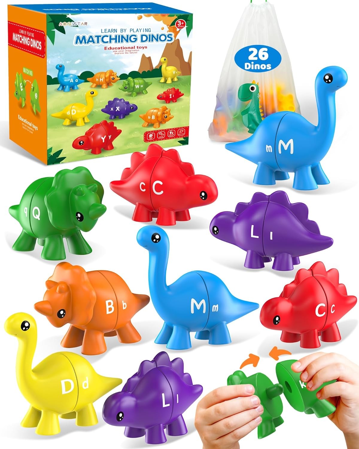 26PCS Dinosaur Alphabet Learning Toys for Toddlers Kids 3-5,Preschool Activities