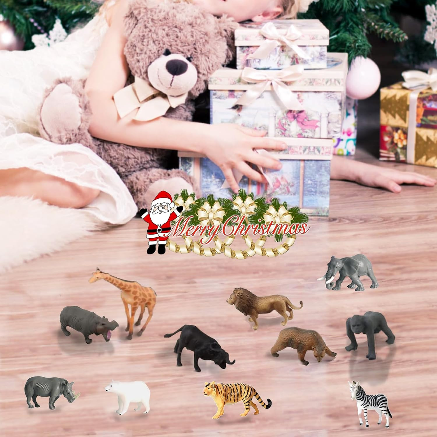 12 Pcs Mini Safari Animals Figures Toys, Realistic Jungle Zoo Animal Figurines C