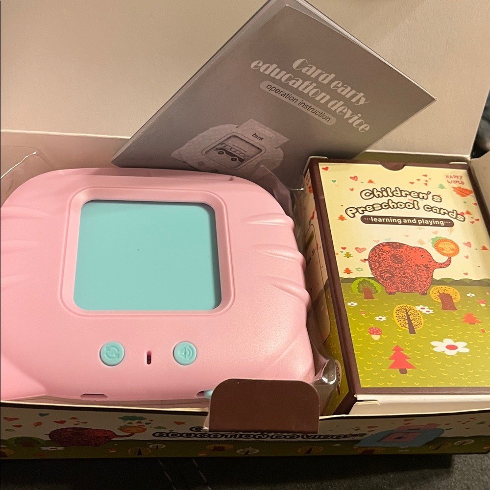 Flash Cards Happy World Card Early Education Device Electronic Learning Toy Pink