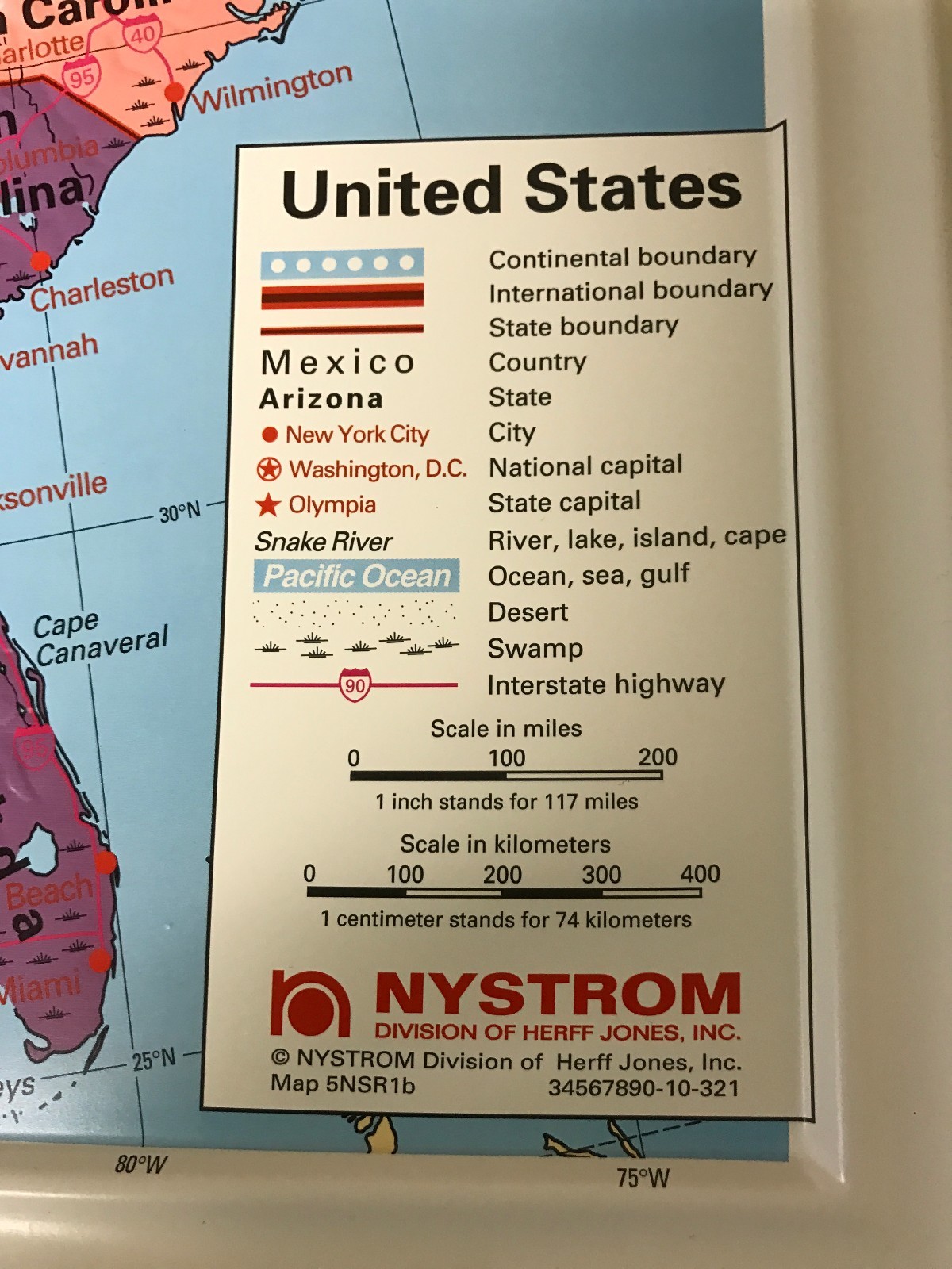 Nystrom Raised Relief Bright Colors / Map of the United States – 28″ X 18″ VG