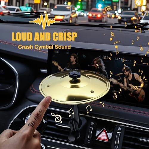 2 Pack Car Cymbal Air Vent, Cars Symbol Drum, Easy Clip-On Mini Cymbals Gold