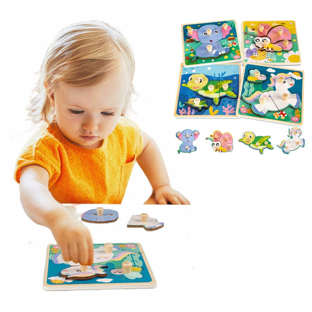 4 Pcs Wooden Toddler Puzzles Puzzles Gifts Toys Kid Learning Educational Toys
