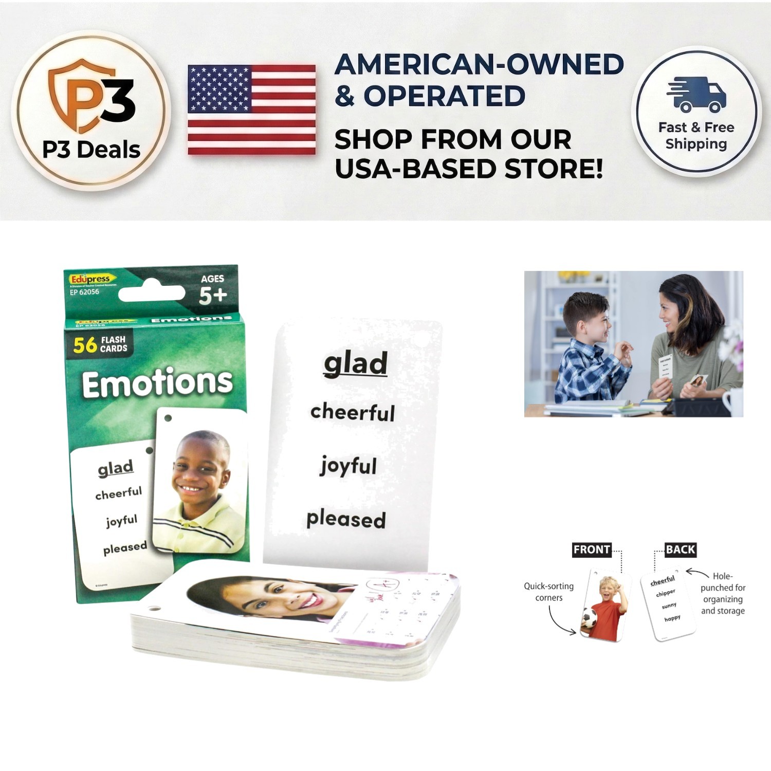 Engaging 56 Emotions Flash Cards for Adult Learning – Storage-Friendly Design