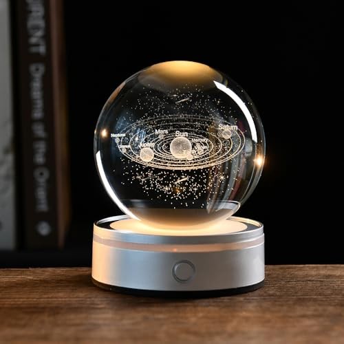3D Solar System Crystal Ball Universe Glass 12 Lighting Modes-3D Solar System