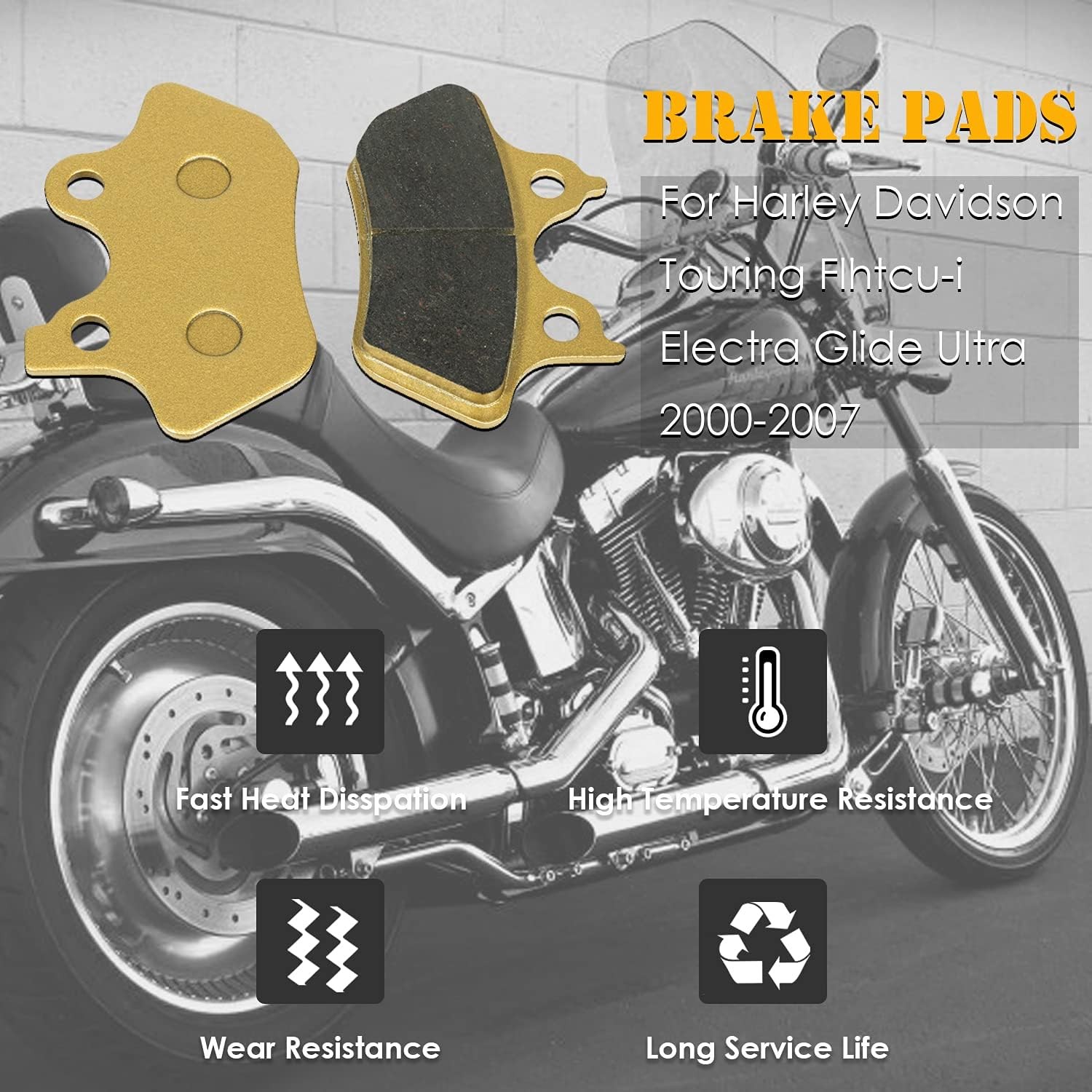 Brake Pads Heavy-duty Ceramics for Harley Davidson 2000-2007 Touring Flhtcu-i El