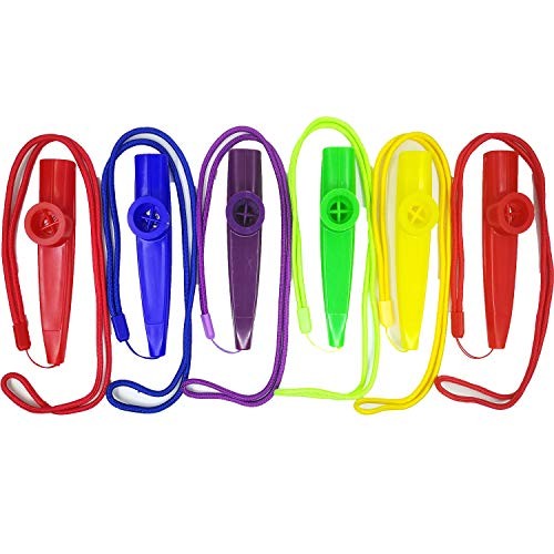 6Pcs Plastic Kazoos With Lanyards,Musical Instruments,Good Gift for Kids,A