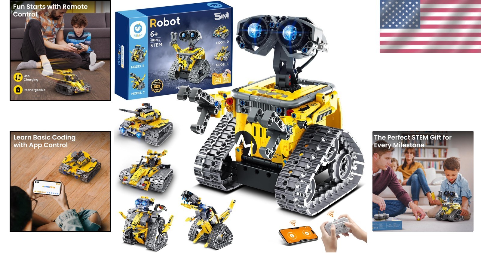 Creative 488-Piece Robot Building Set with Remote Control – Ideal for Ages 8-13