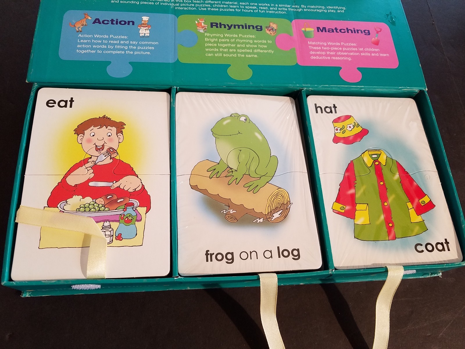 Vintage Flashcard Ready Set Go Action, Rhyming & Matching 78 Educational Puzzles