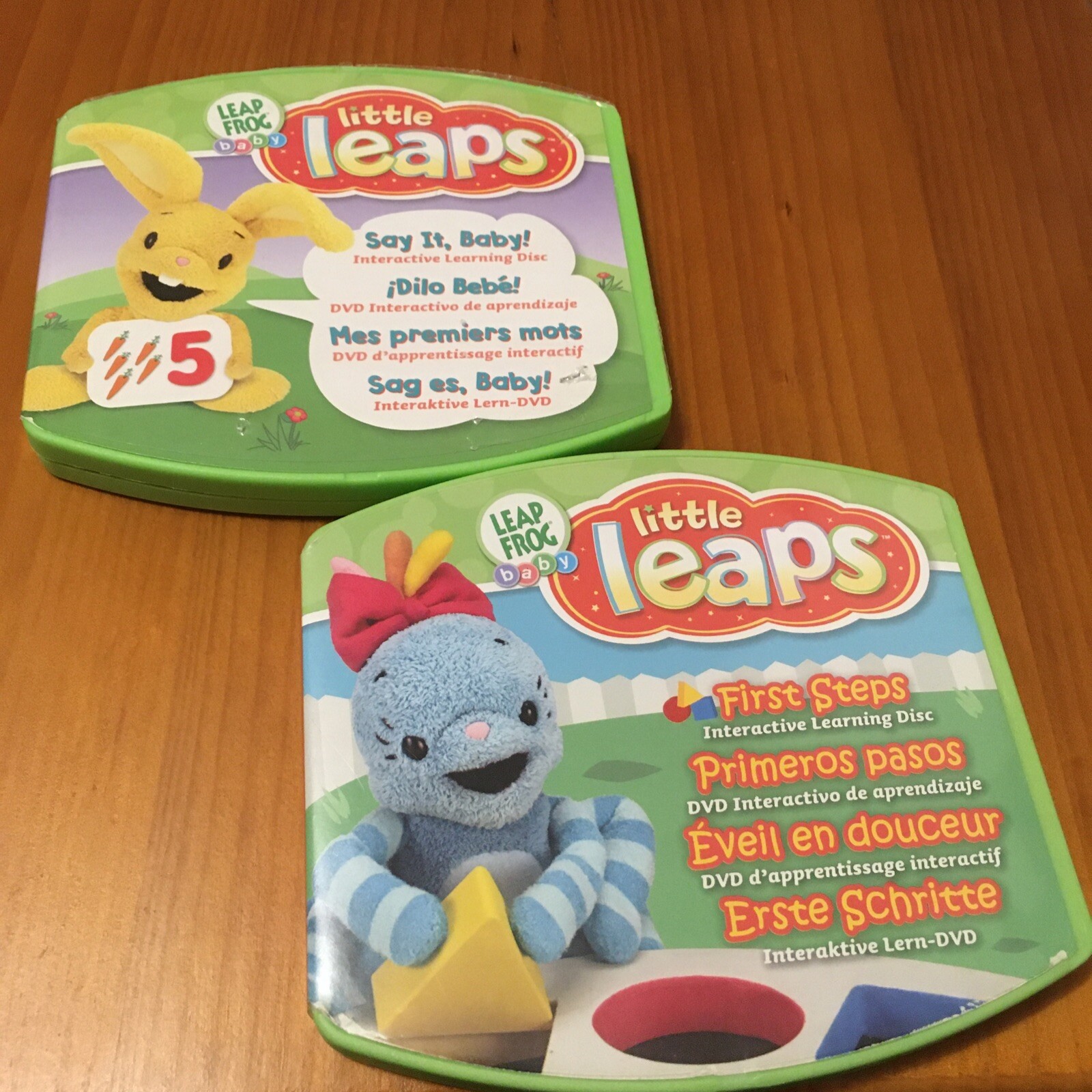 Lot of 2 Leap Frog Little Leaps Play & Move and Say It, Baby! Learning DVD’s