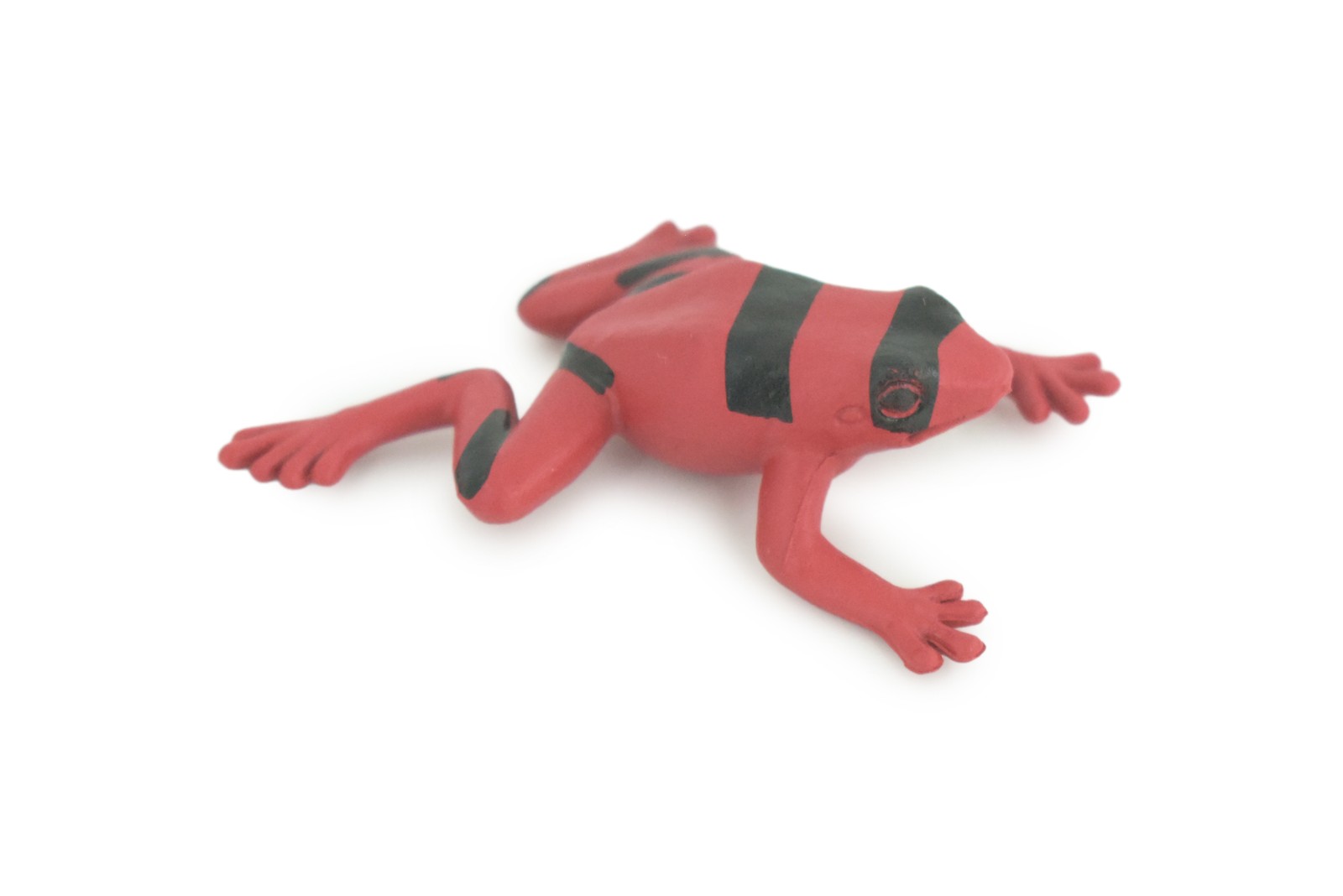 Red and Black Striped Frog Toy, Hand Painted, Rubber Model, 2 Inches CWG312 B48