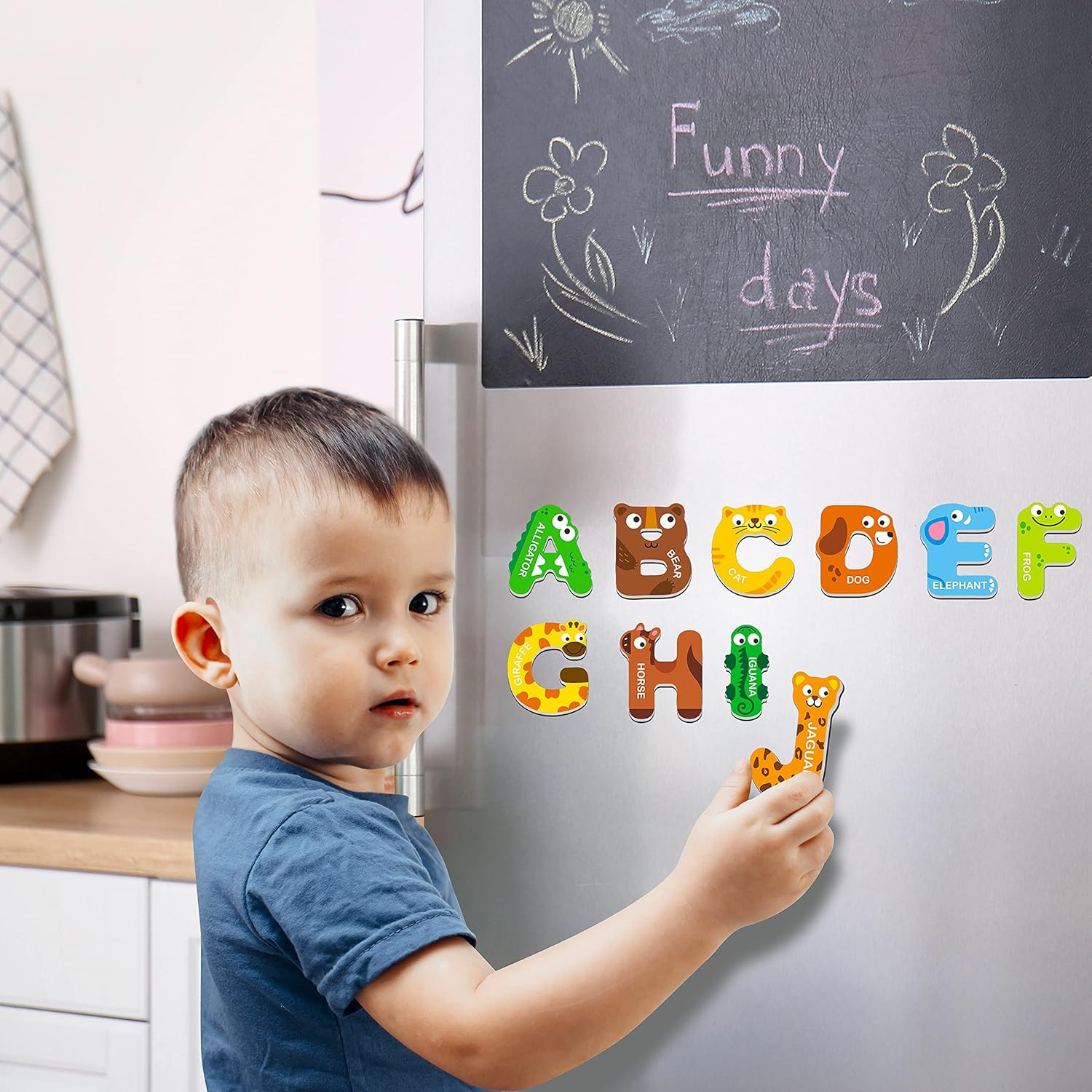 Large Size Magnetic Letters, Cute Animal Alphabet ABC Magnets for Fridge Colorfu
