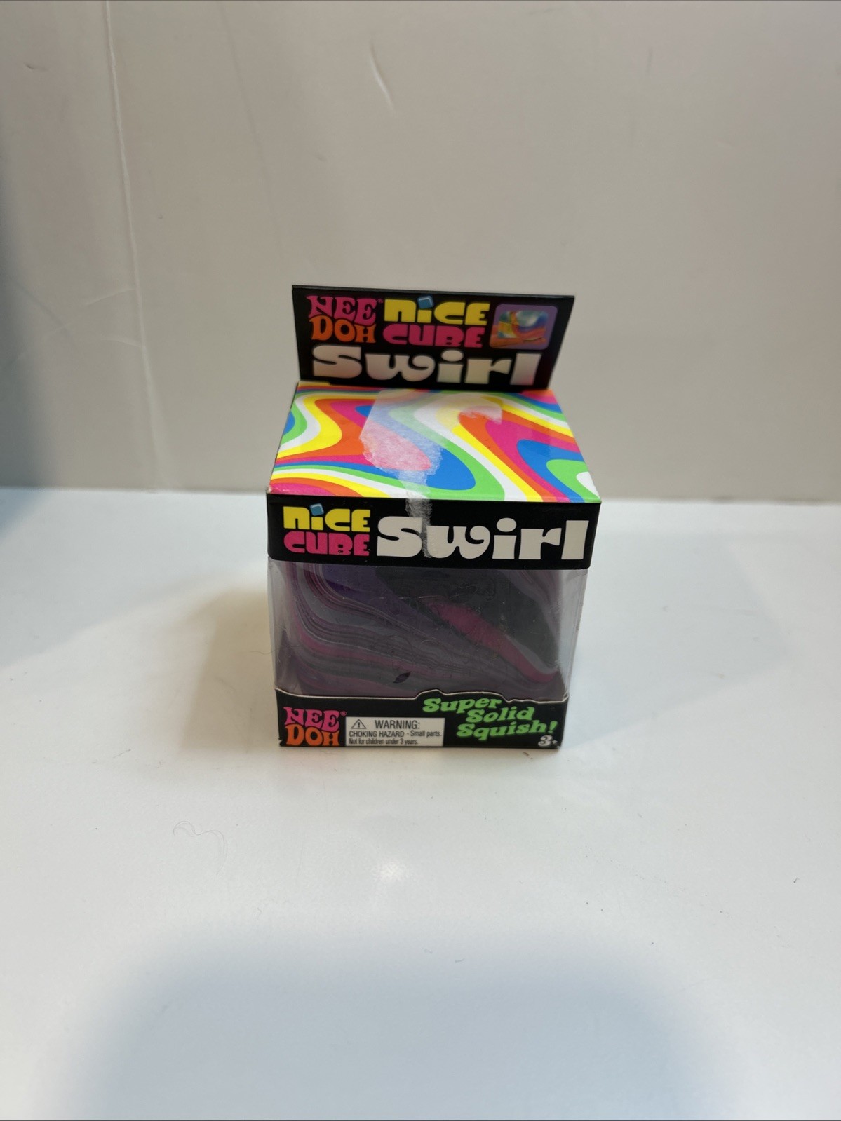 Nee Doh Nice Cube Swirl Super Solid Squish Multicolor Pink Black White NEW