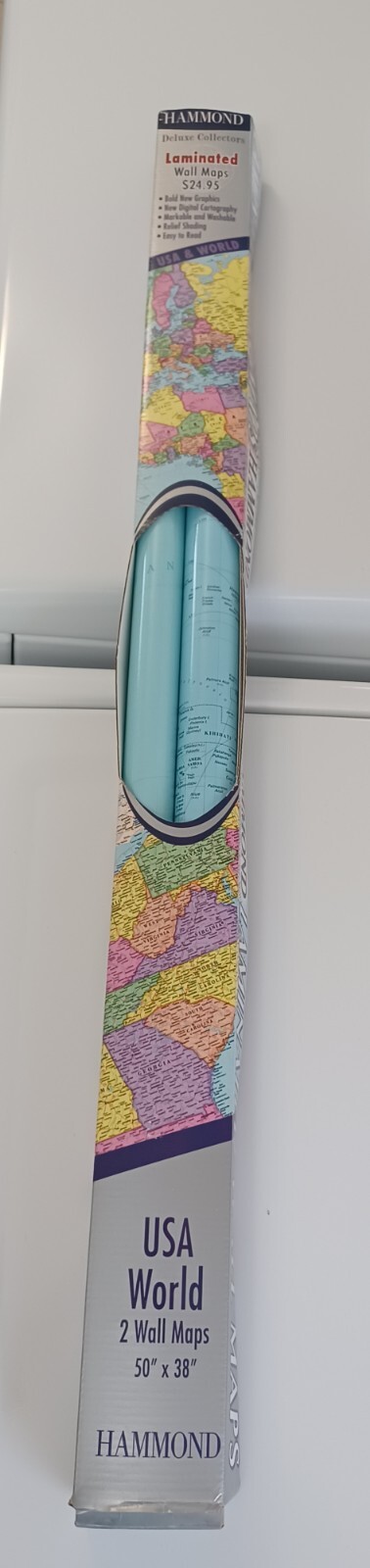 Hammond Maps United States & The World Laminated Wall Maps 50″×38″