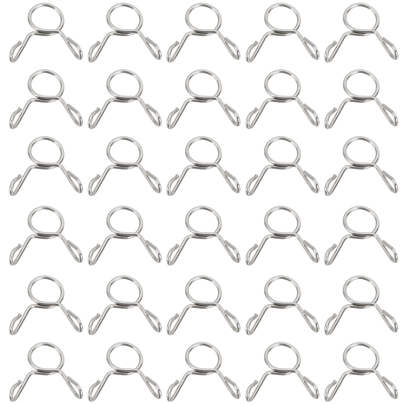 32 Pcs Wire Spring Hose Clamp for 5.8-6.2mm OD 0.2″(5mm) ID Silver