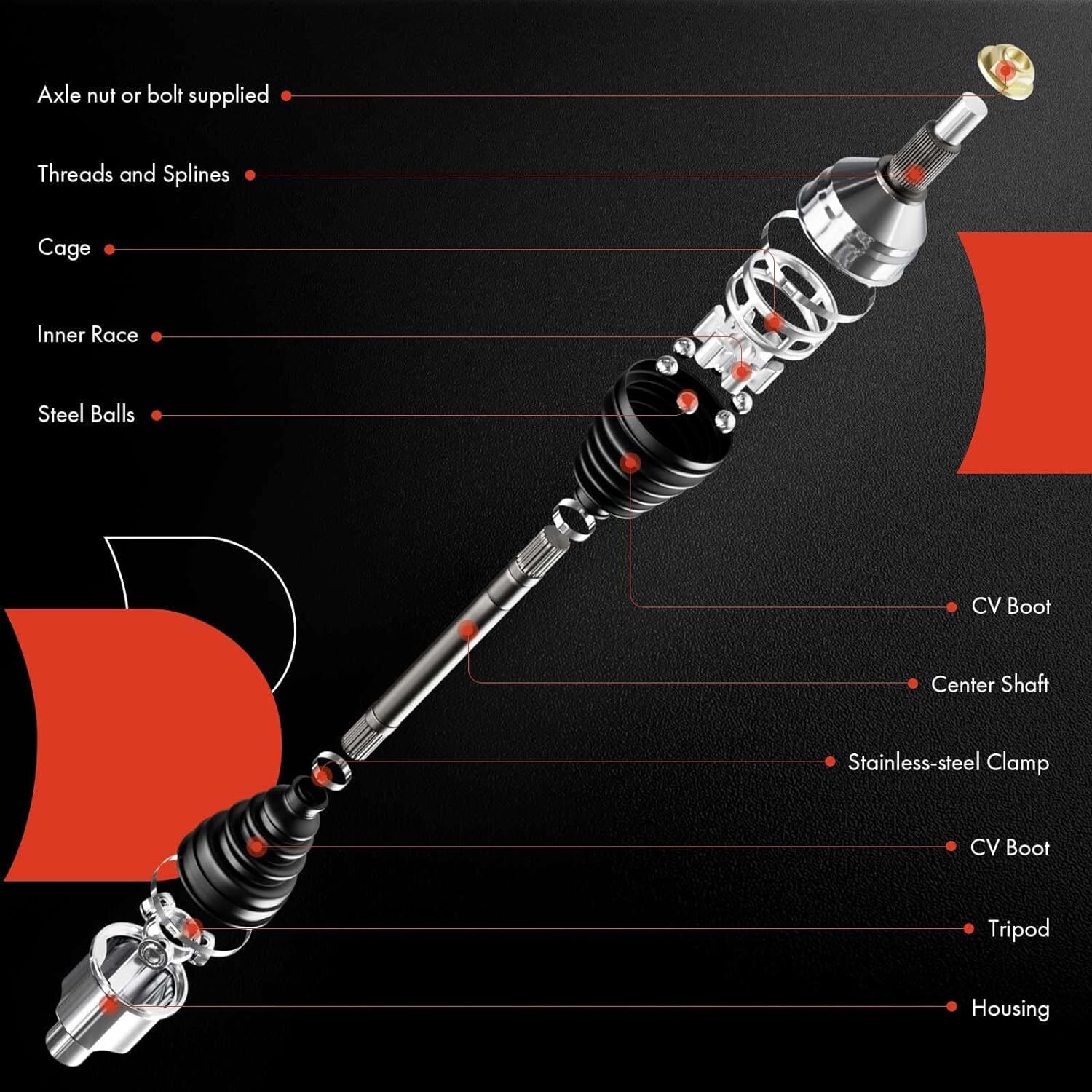 Front Driver Side APM CV Axle Shaft Assembly Compatible with Nissan Rogue
