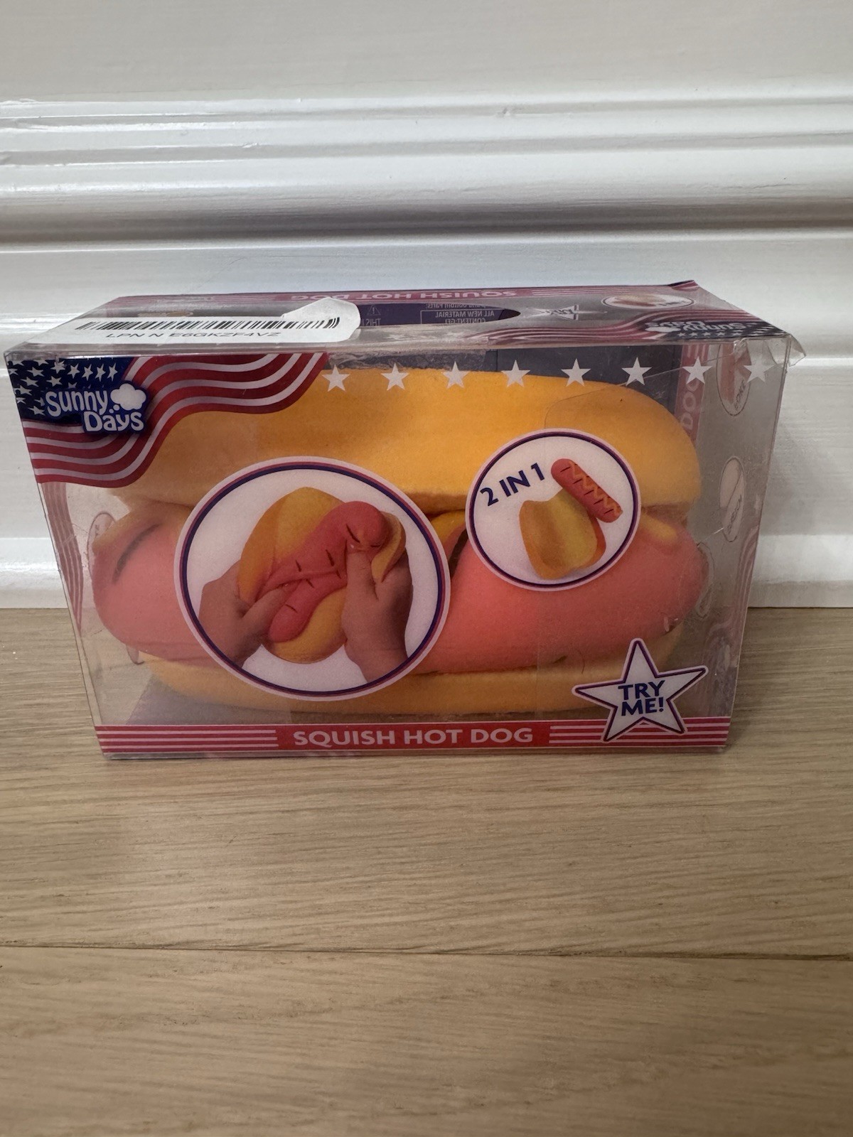 Squishy Hot Dog Squeezy Fidget Toy Sunny Days 2-in-1 Hotdog Stress Relief NEW