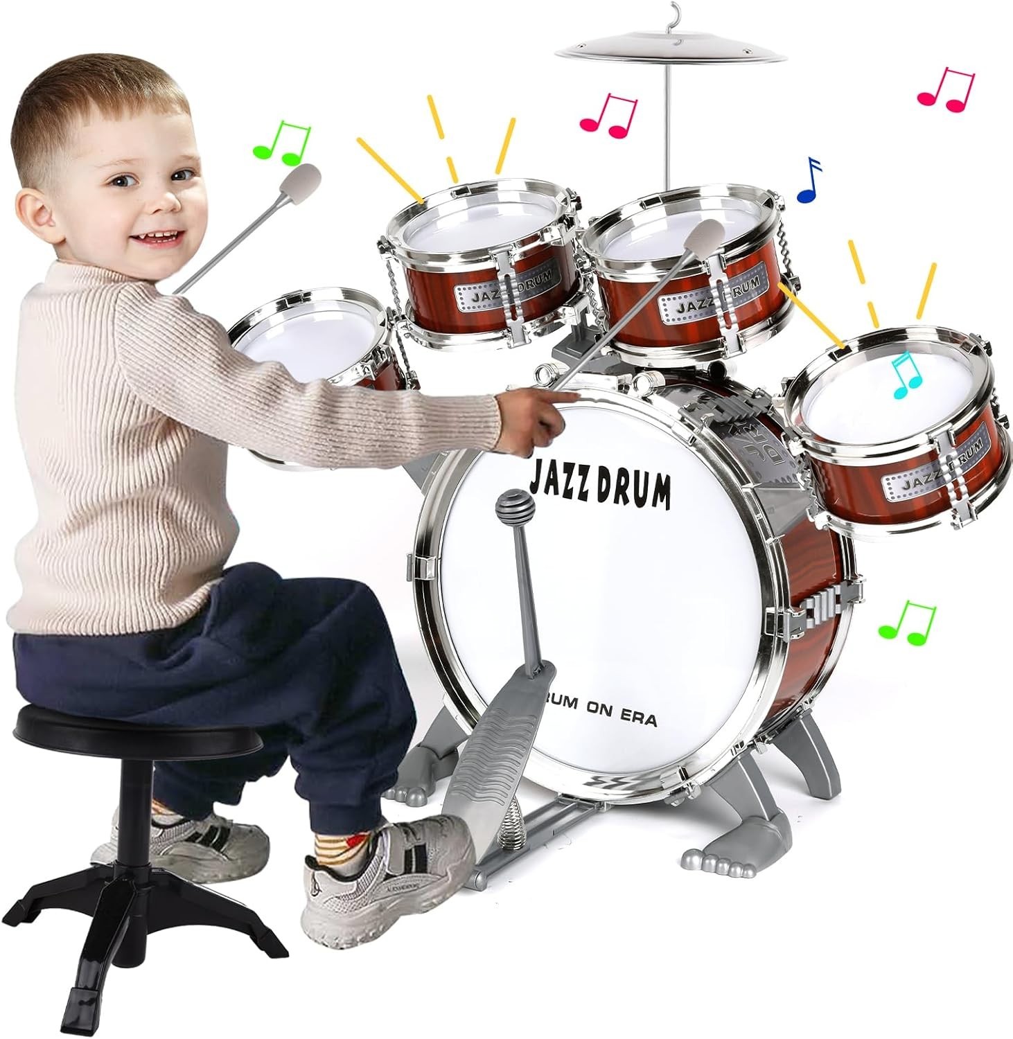 Kids Drum Set for Toddlers 1-3 3-5 – Musical Instruments Toys Drum Kit 9 Pcs …