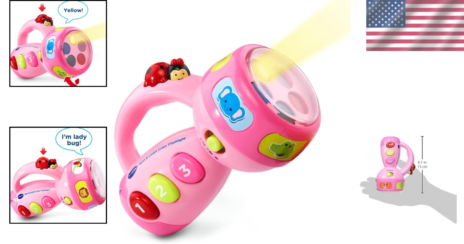 VTech Kids Pink Flashlight – Inspiring Color and Animal Recognition for Ages 1-3