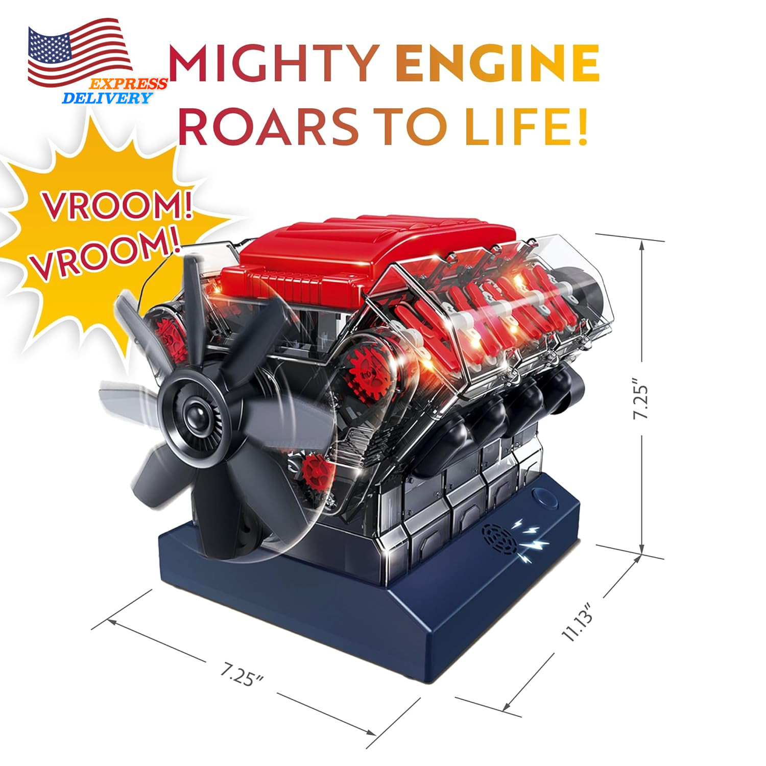 V8 Combustion Engine Model Kit That Runs Build Your Own STEM w/ 270 STEM Parts