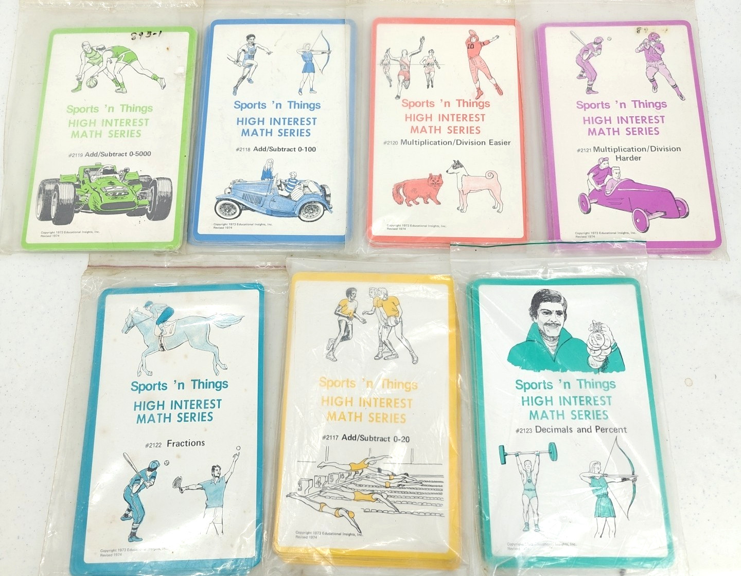 VTG 1974 Sports ‘n Things High Interest Math Series Game Flash Cards Home School