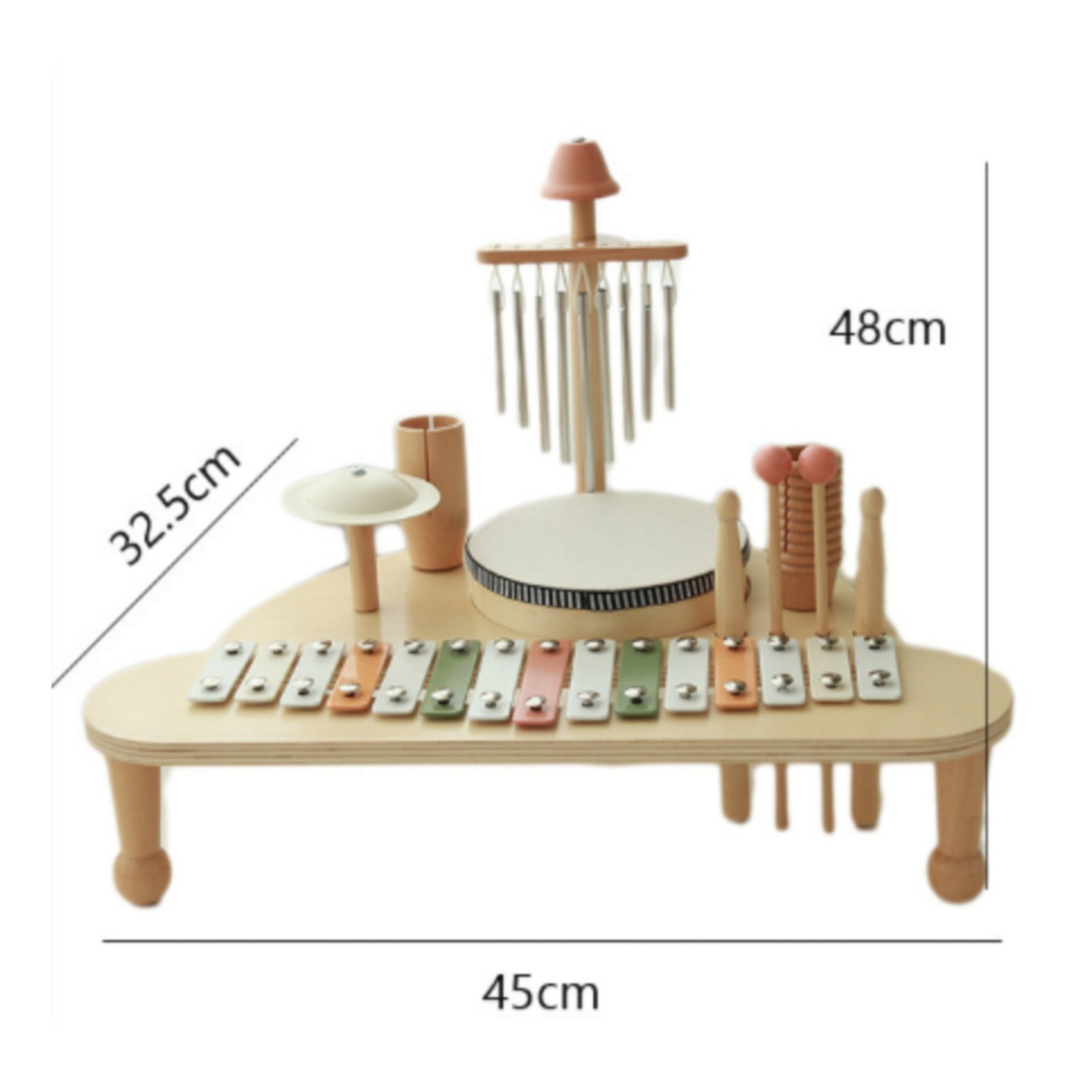 Wooden Musical Activity Stand Rounded Edges children’s Drum Stand Natural Wood