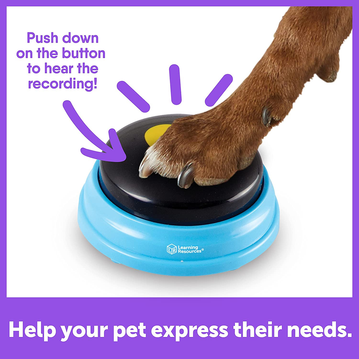 Talking Pet Essential Words – 6 Piece Set Pre-Recorded Speech Buttons for Dogs,