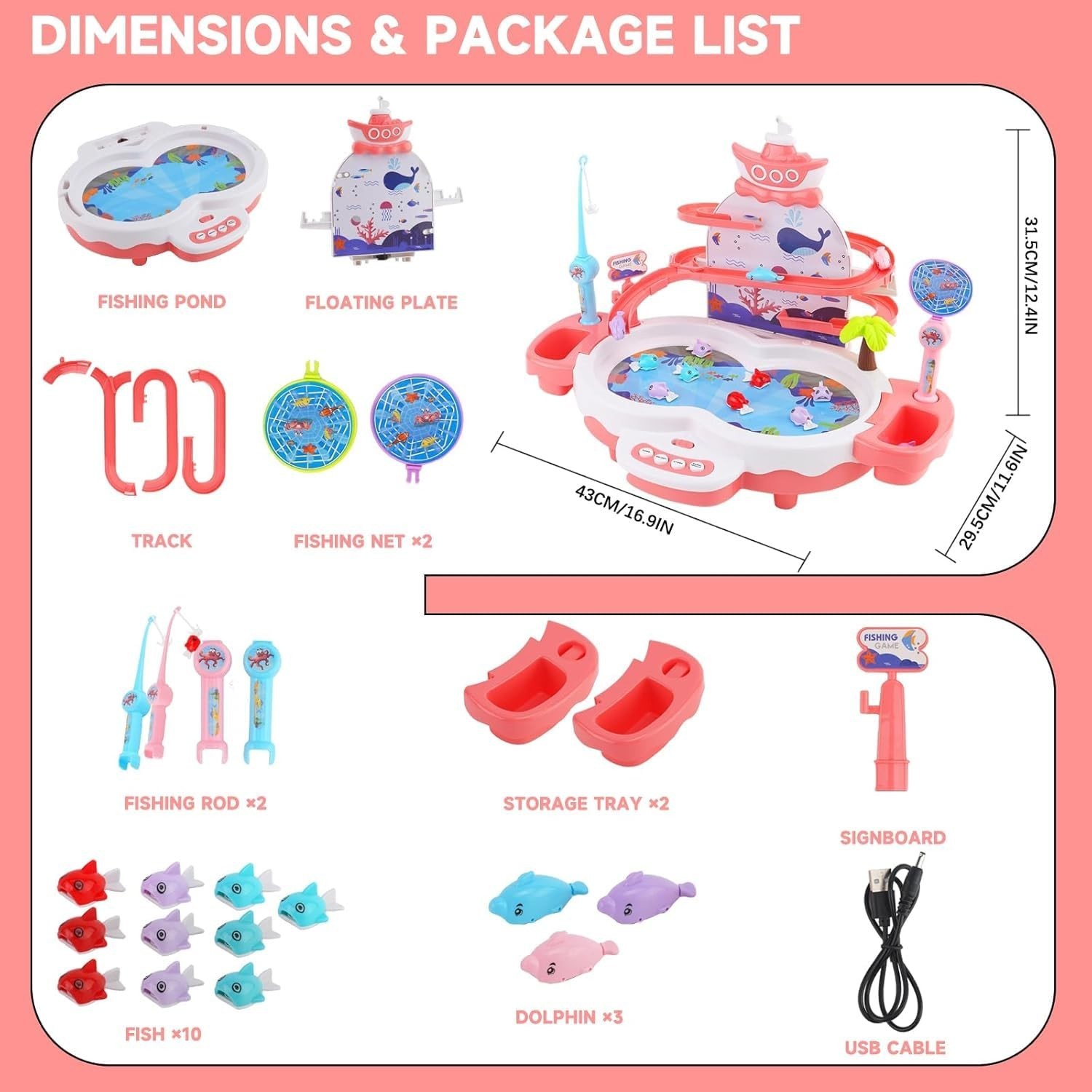 3in1 Fishing Game Toys for Kids with 34PCS Accessories Including Fishing Rod,…