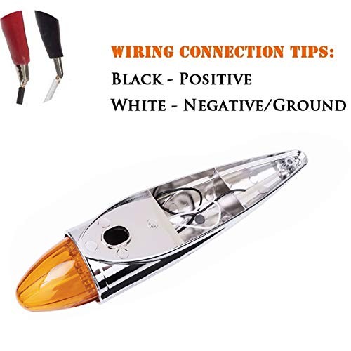 NPAUTO 5pcs Amber Torpedo Cab Marker Lights Chrome 17 LED Truck Roof Lights Top
