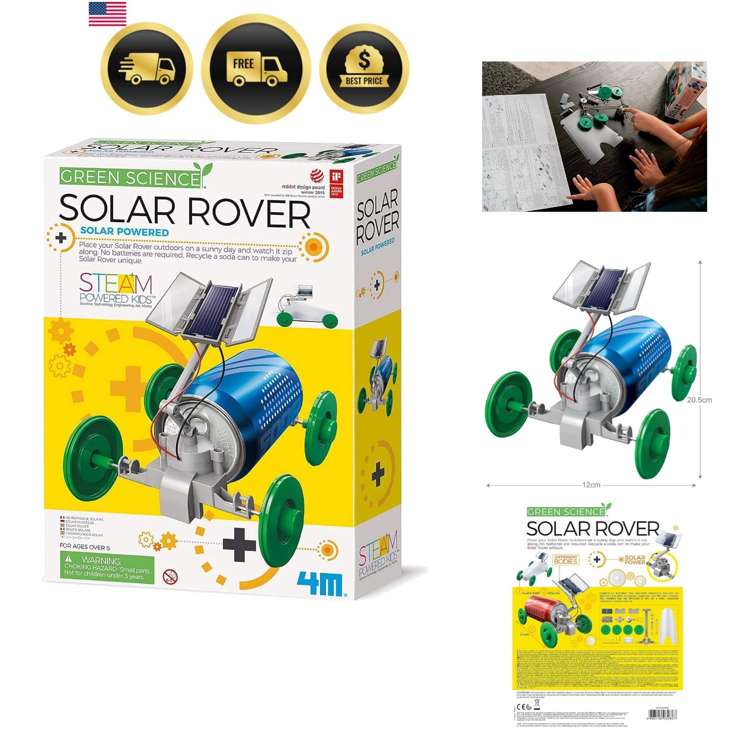 Solar Rover Kit Kids Science STEM DIY Solar Power Eco Engineering