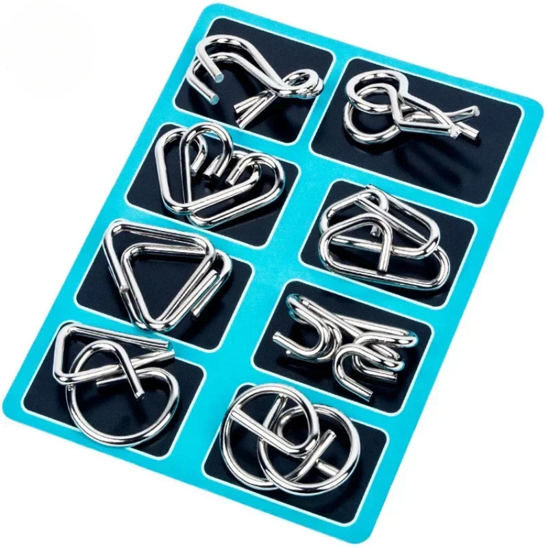 8 Pcs Metal Montessori Wire Mind Brain Teaser Educational Interactive Game Toy