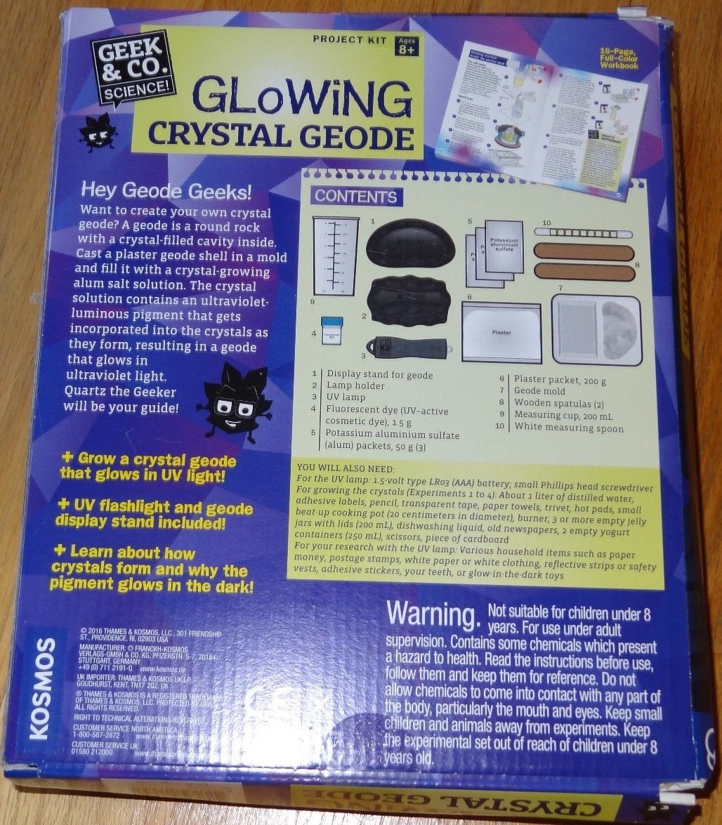 Glowing Crystal Geode Science Project Kit Geek & Co. Thames & Kosmos
