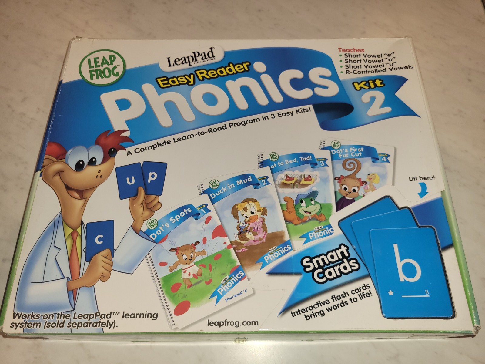 Leap Frog Easy Reader Phonics Kit #2, Duck In Mud, Dot’s Spots, Smart Cards Used