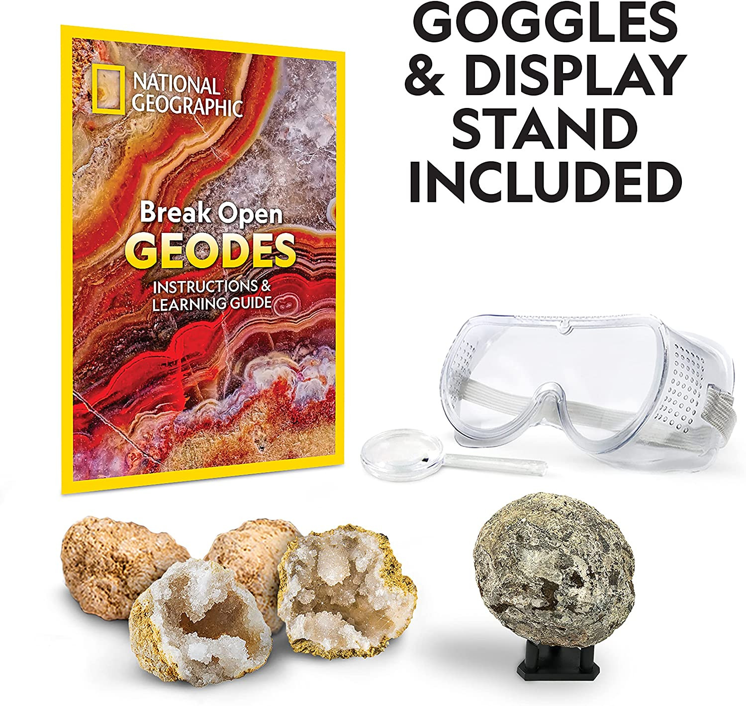Science Gifts for Kids Boys Girls Crack Open Geodes Kit Nat Geo Geology 4 Pack