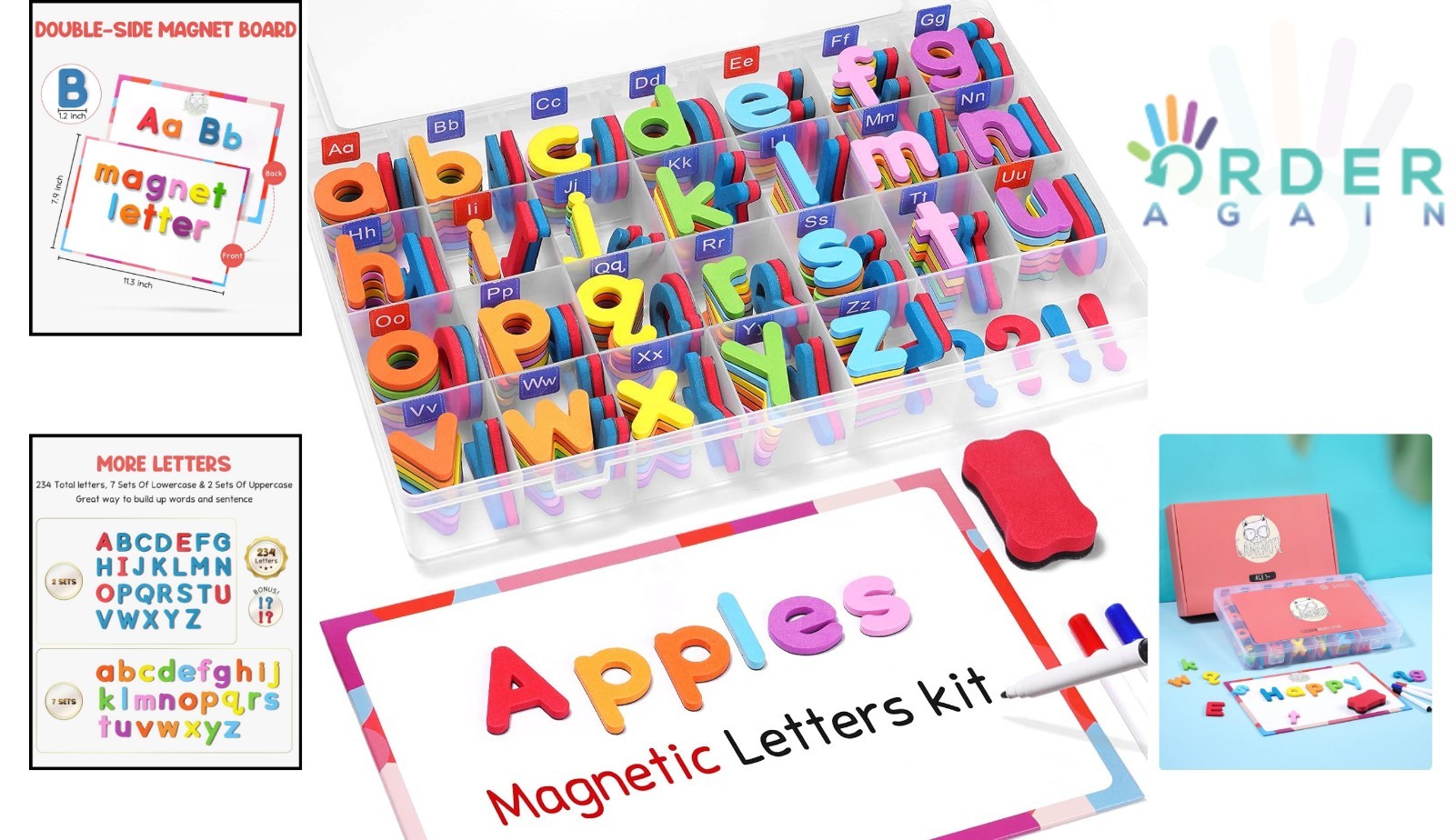 Magnetic Alphabet Letters Kit 234pcs Foam Letters Teaching Kids Preschool Edu…