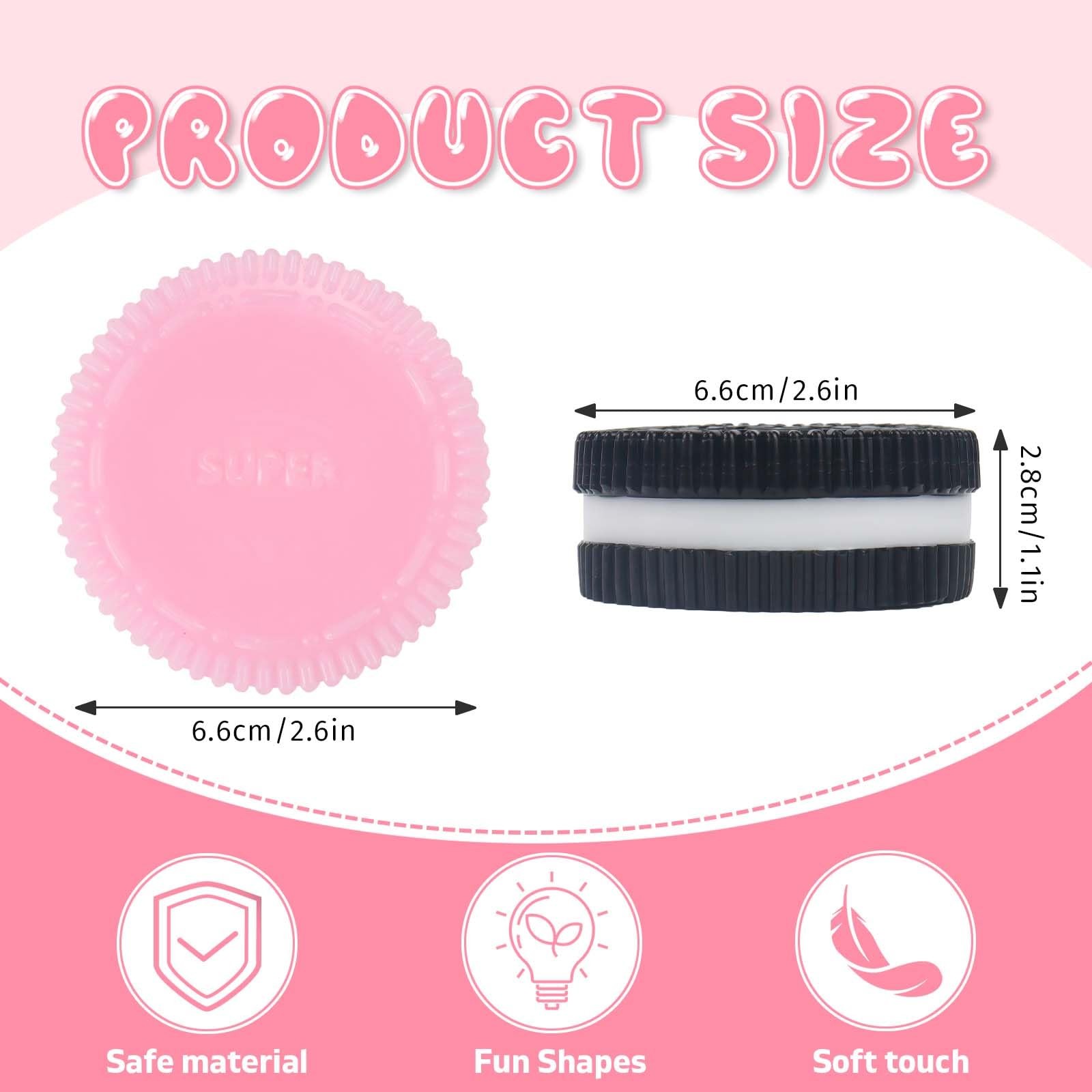 Gytera Sticky Cookie Squishies Fidget Toys Cookie, Black, Pink