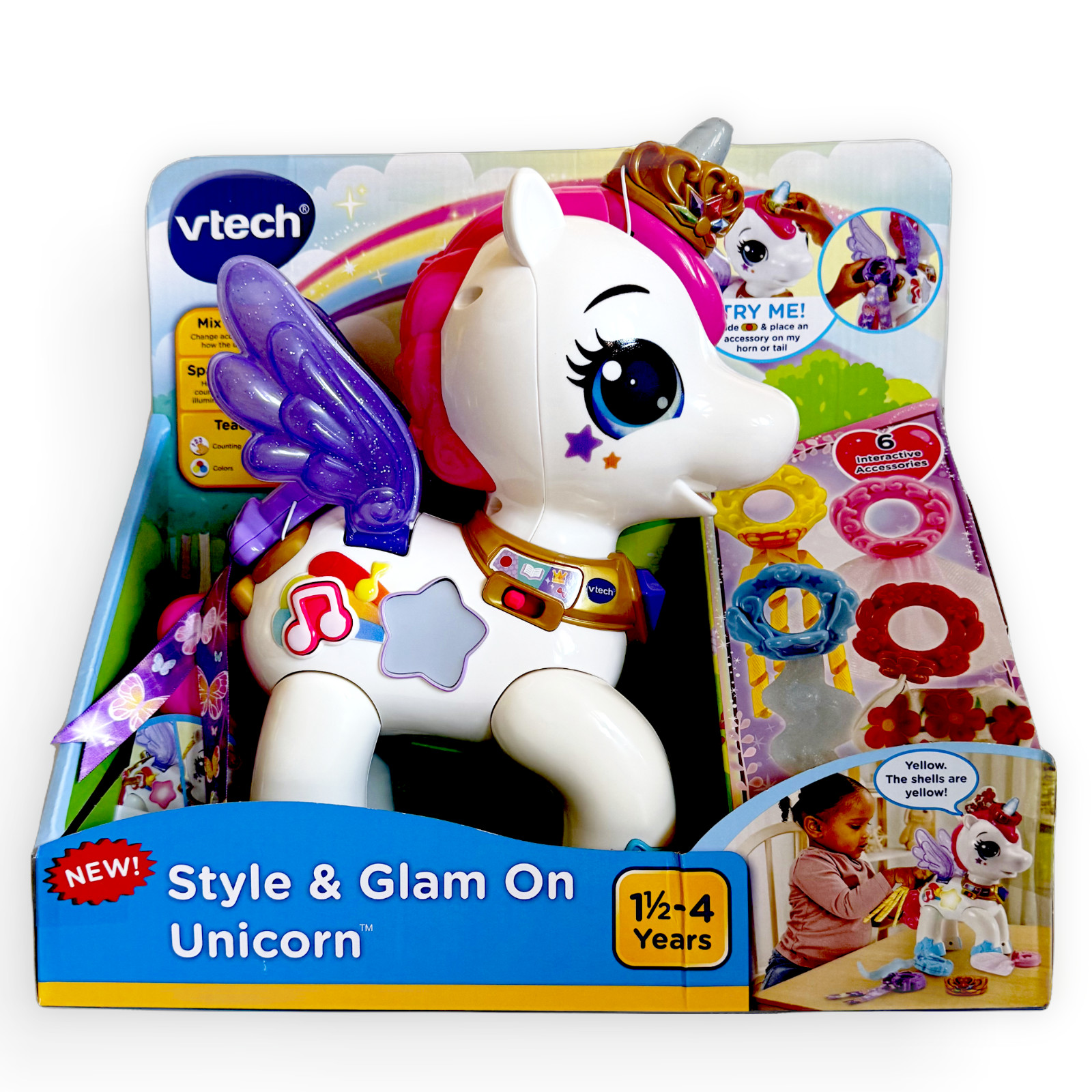VTech Unicorn Style & Glam On Kids Toy Gift Christmas Birthday Age 18M-Up New