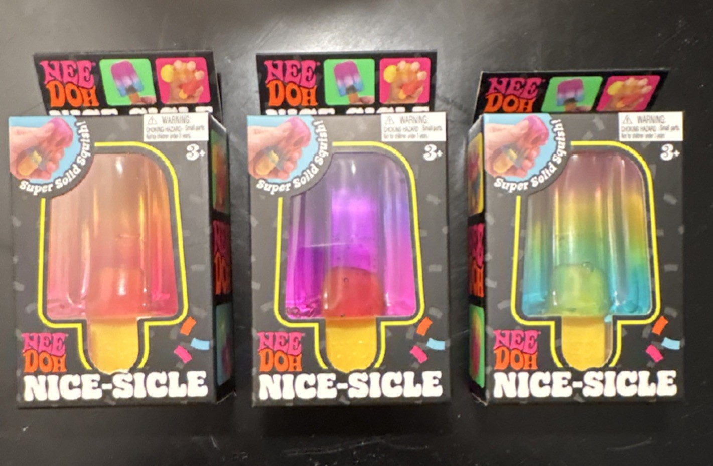 Nee Doh Nice-Sicle Super Solid Squishy Popsicle Squeeze Toy Set Of All 3 Colors
