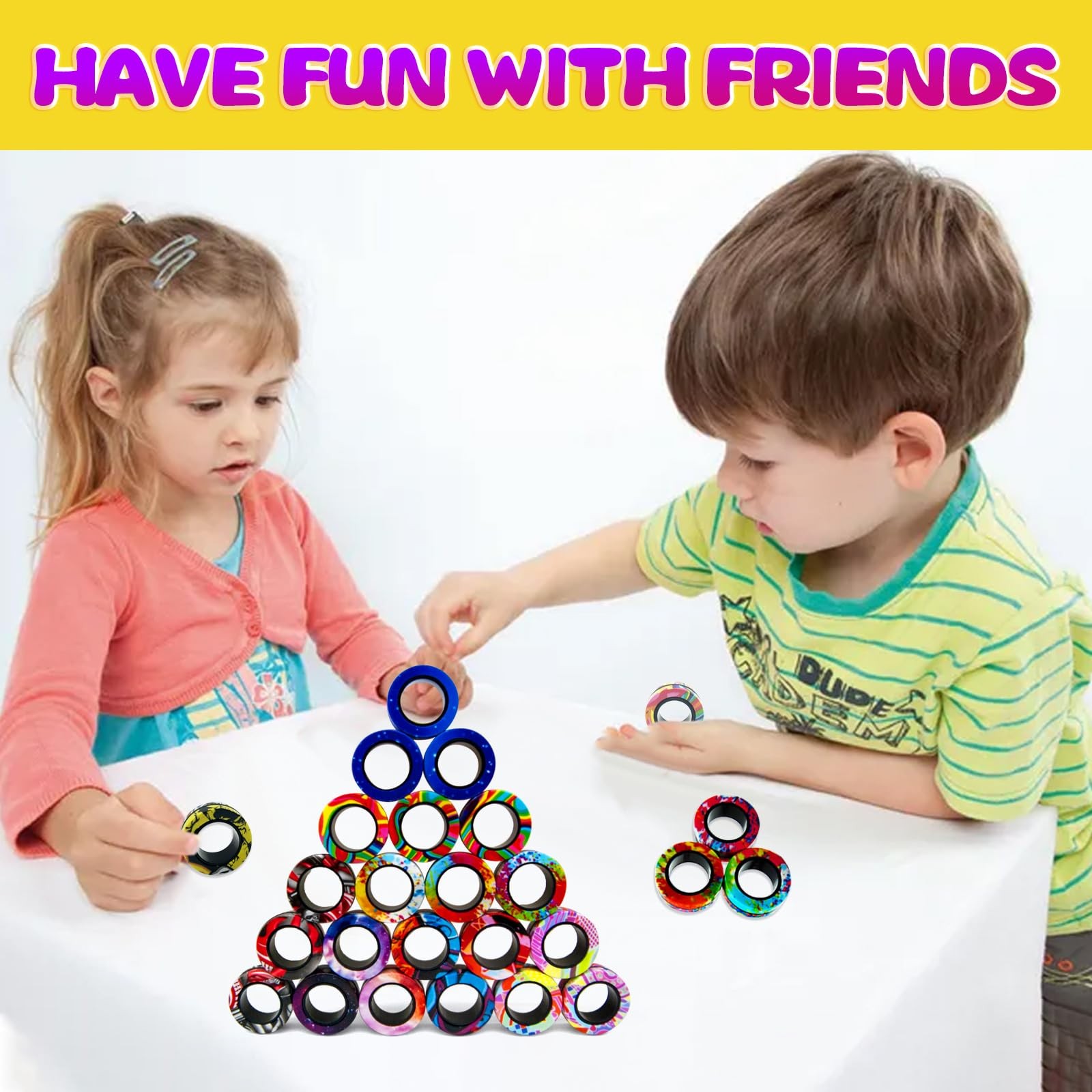 21 Pcs Magnetic Rings Fidget Toys Set Easter Decorations Basket Stuffers for Kid