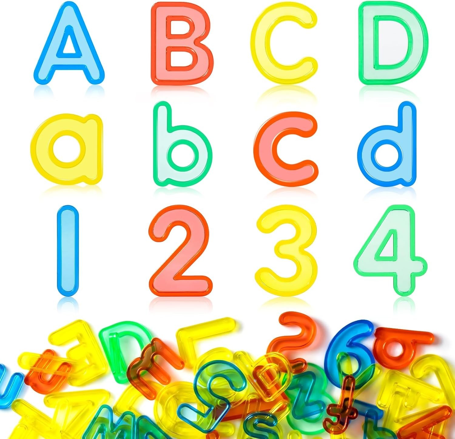 66 Pcs Translucent Letters and Numbers – Plastic Alphabet Letters for Kids – …