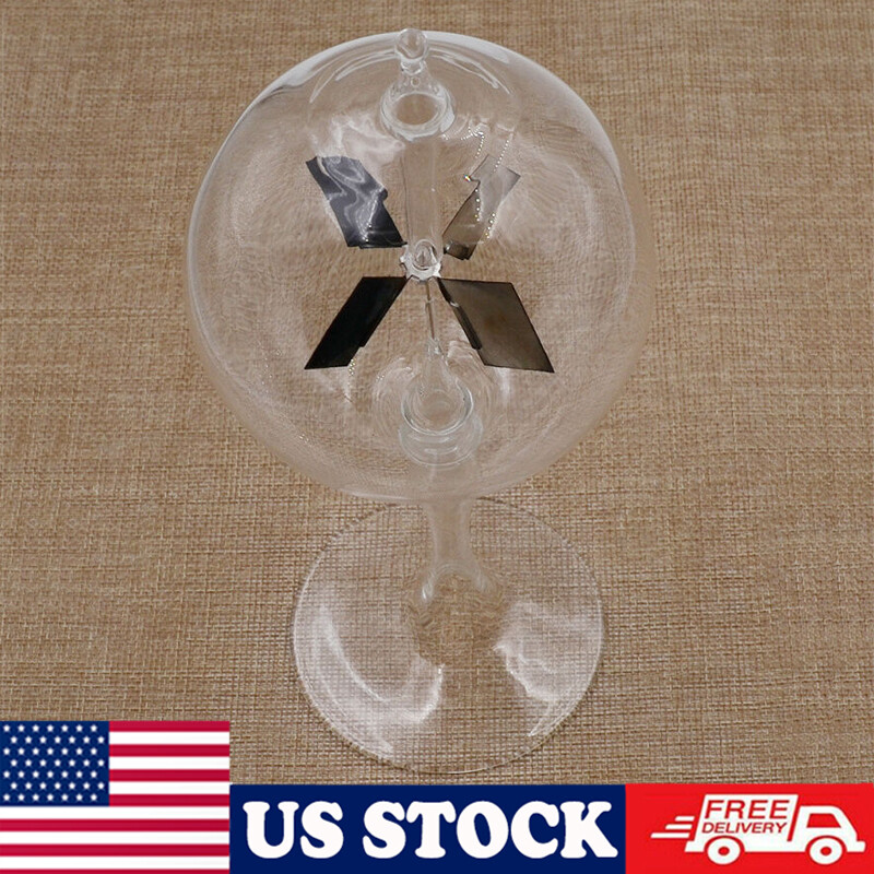 Crookes Radiometer Spinning Vanes Glass Light Mill Educational Ornament Decor US