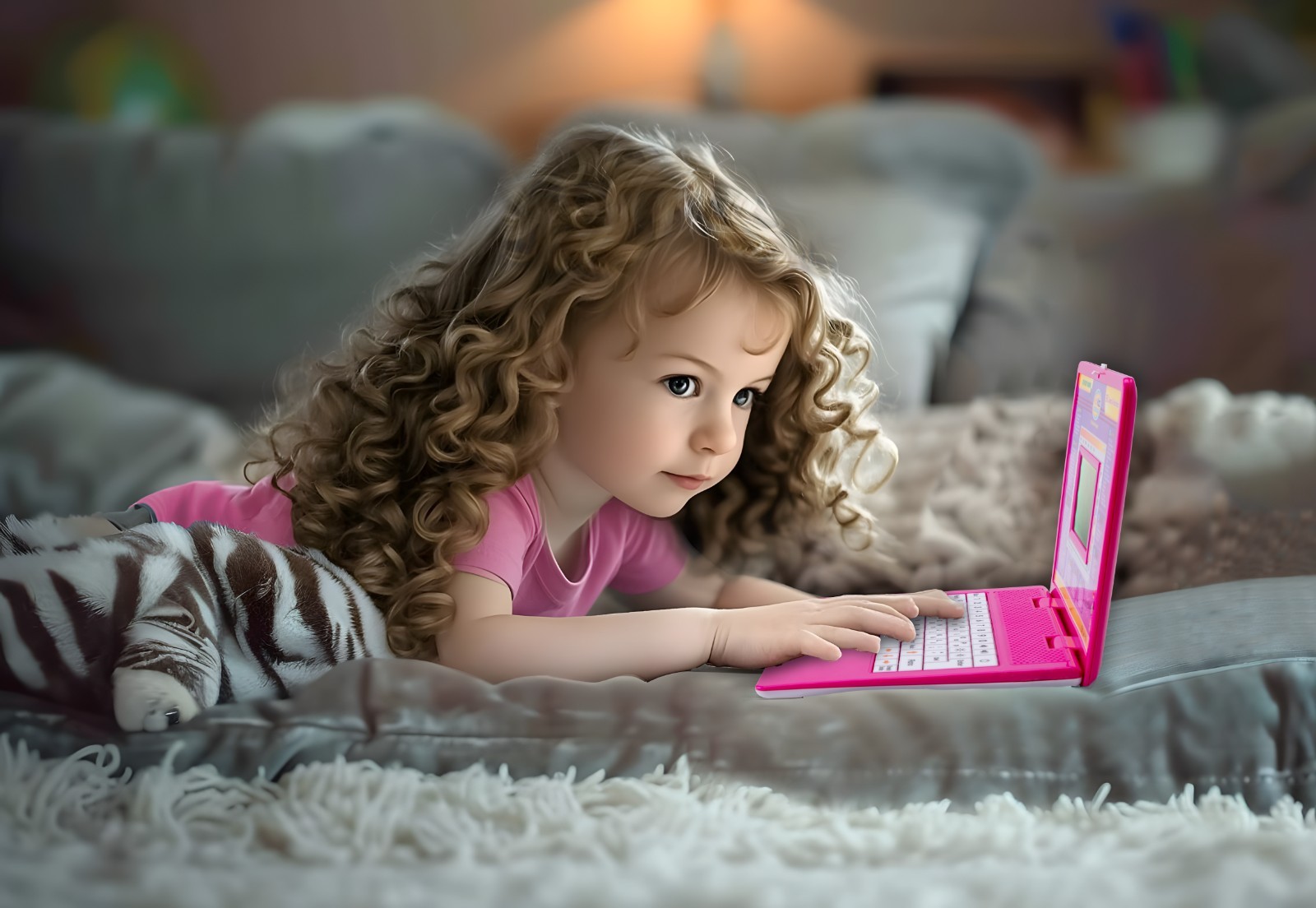 Tech Kidz Toy Computer Laptop Computer 80 Challenging Learning Activities (Pink)