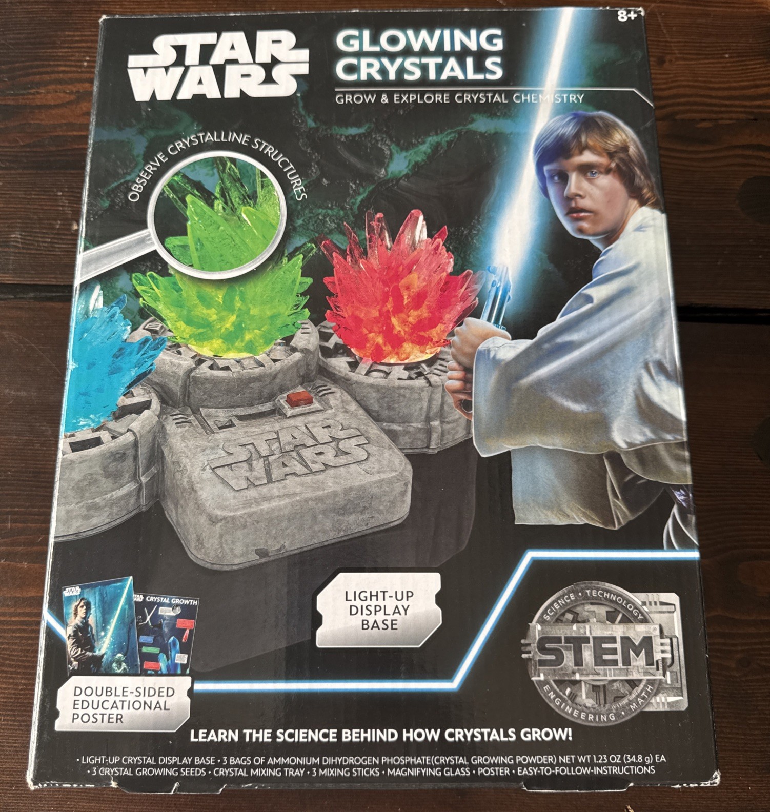 STAR WARS Glowing Crystals, Crystal Growing Kit with Light Up Display Stand