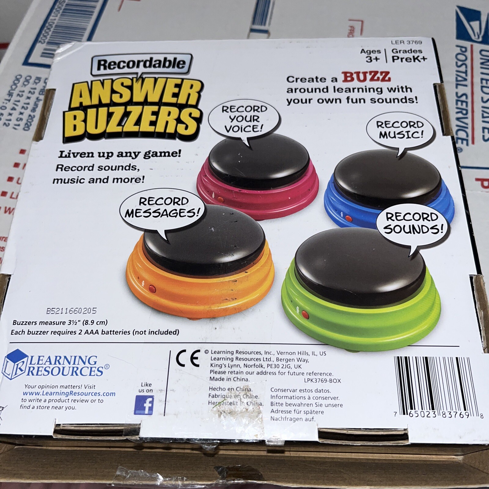 Learning Resources Recordable Answer Buzzers – Set of 4