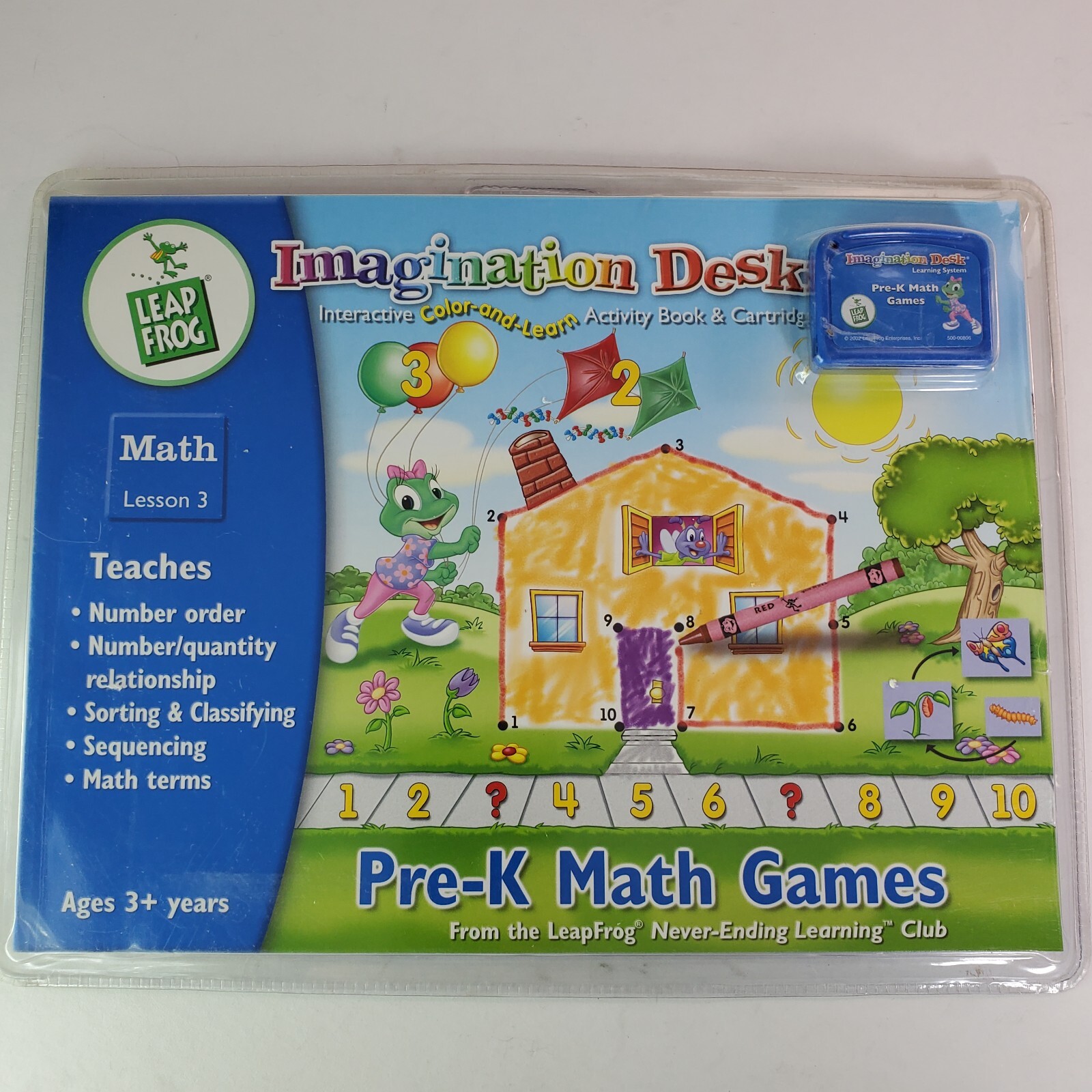 Leapfrog Imagination Desk Pre K Math Games Lesson 3 Book & Cartridge New