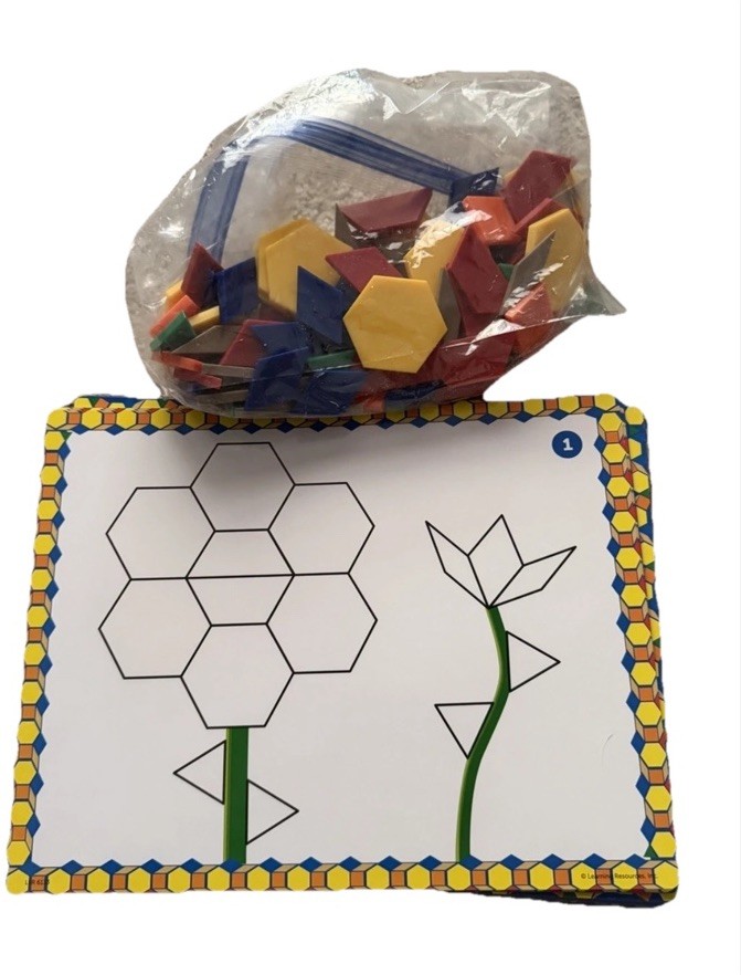 Pattern Blocks STEM Learning Set w Cards Shapes Tangram Puzzles