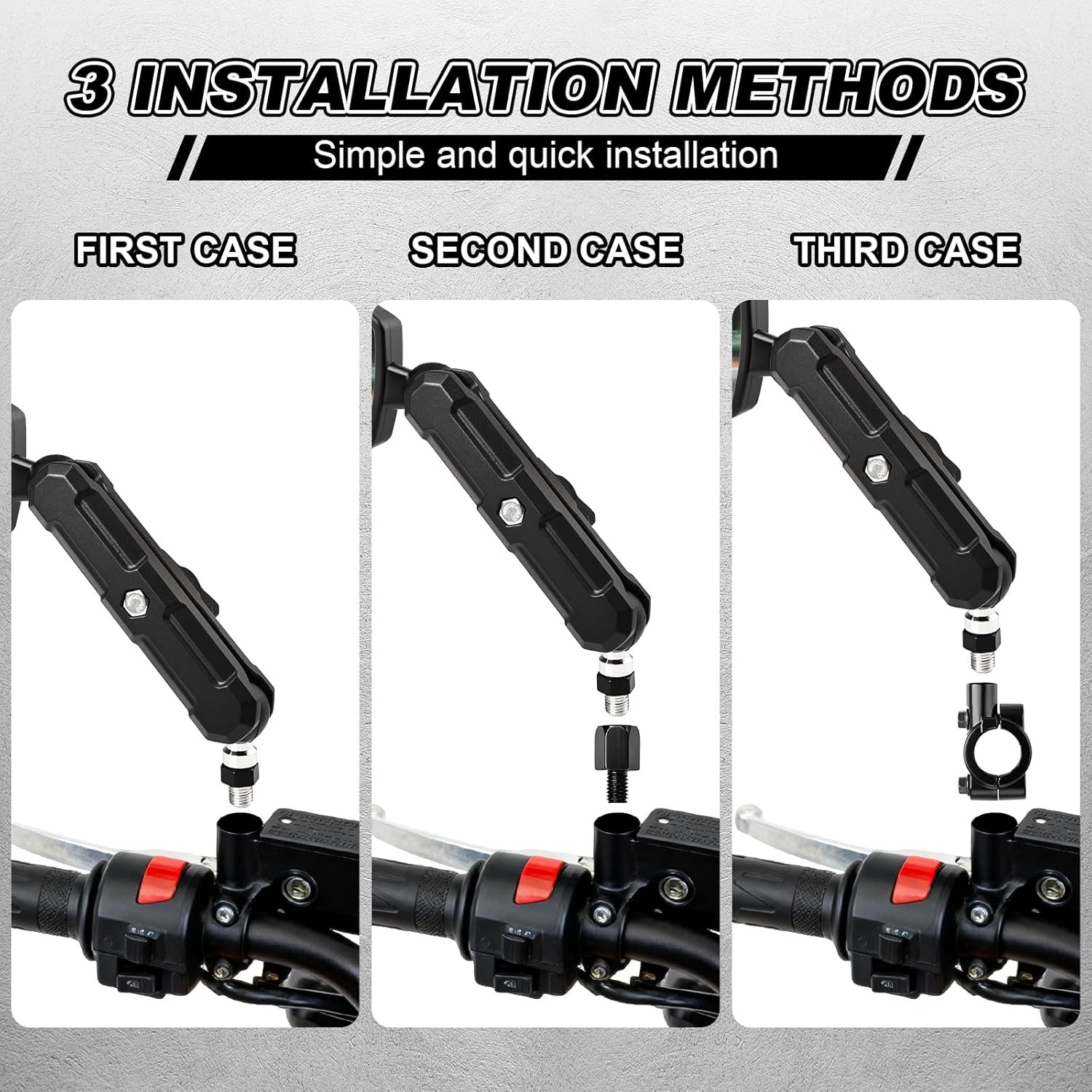 Nifeida Adventure Motorcycle Mirrors, 8/10MM Screw Easy to Install Universal Rea