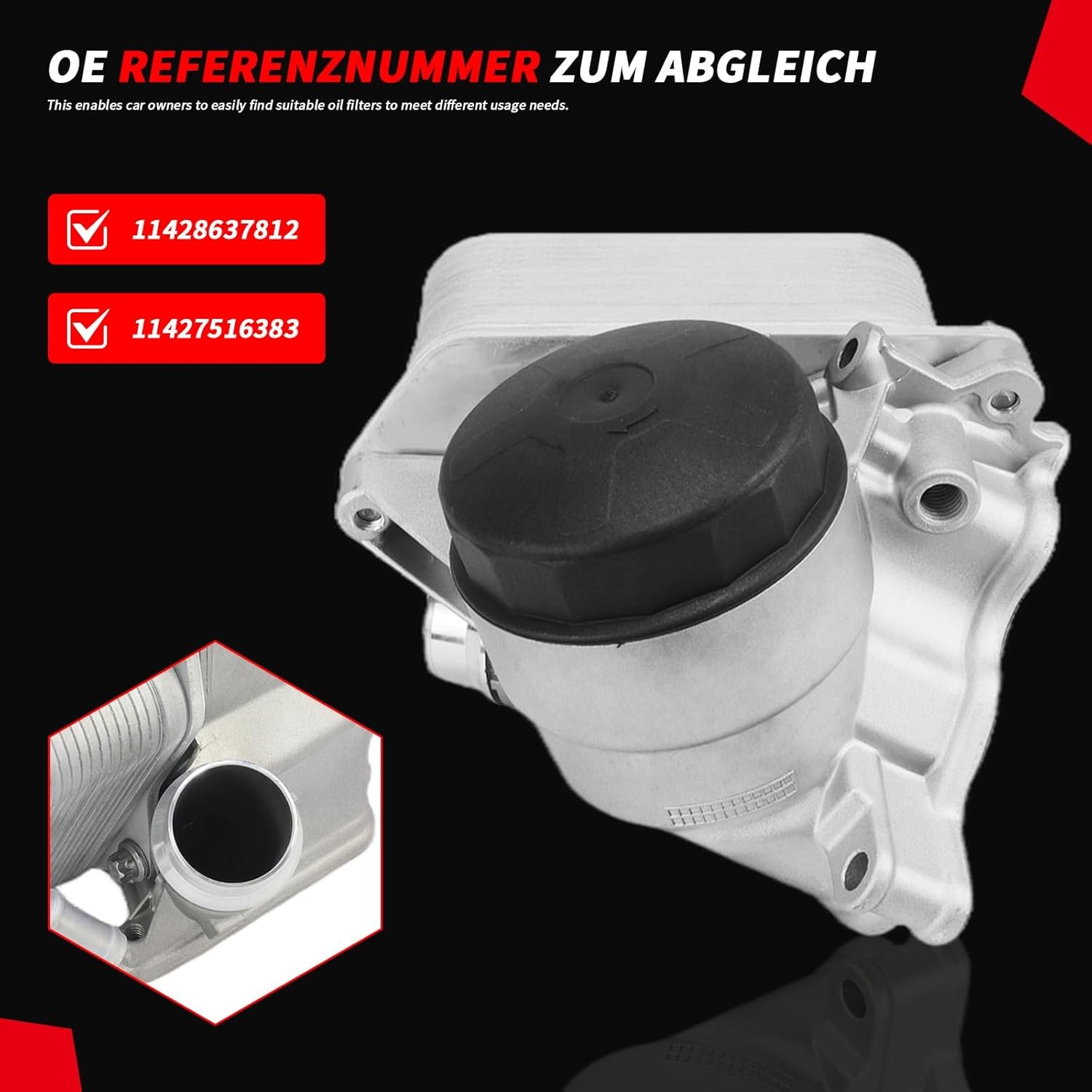 11428637812 Engine Oil Filter Housing w/Oil Cooler 2000-2018 For BMW 520i 528i